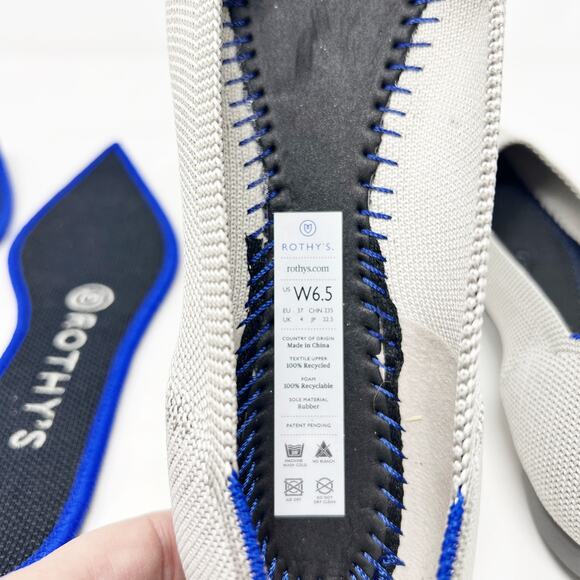 [Rothy’s] The Point Birdseye Gray Slip On Washable Ballet Flats Pointed Toe 6.5 - Picture 10 of 12